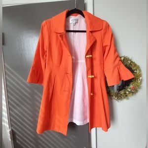 Skirtin around orange peacoat jacket